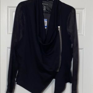 New INC faux Suede Black Draped zipper Jacket XL